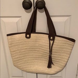 Institut Esthederm Paris straw bag w/ brown trim
